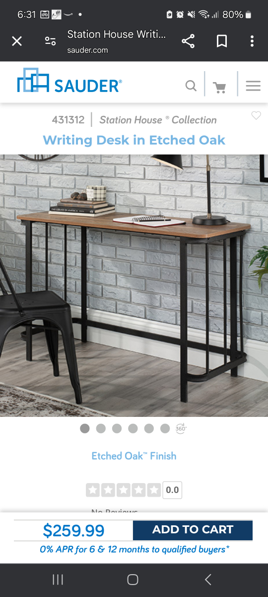 Sauder Station House Writing Desk - Etched Oak