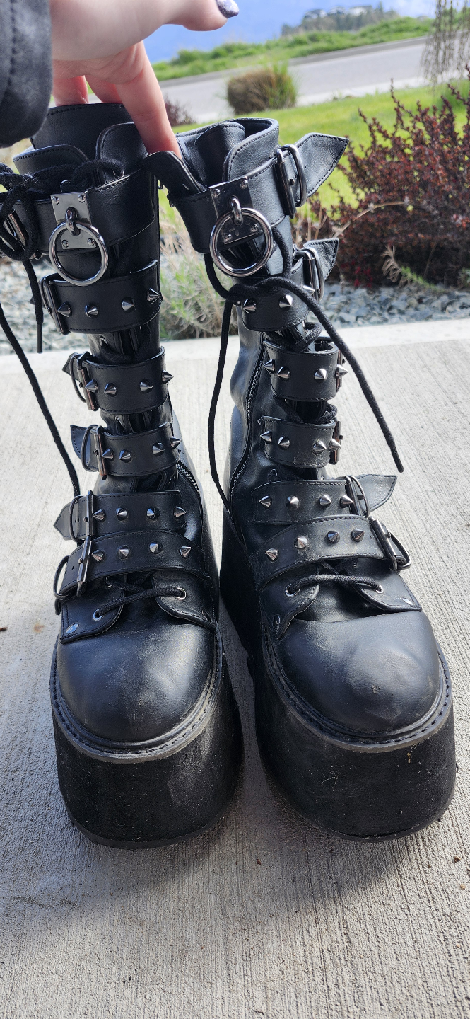 Demonia Black Vegan Leather Platform Boots
