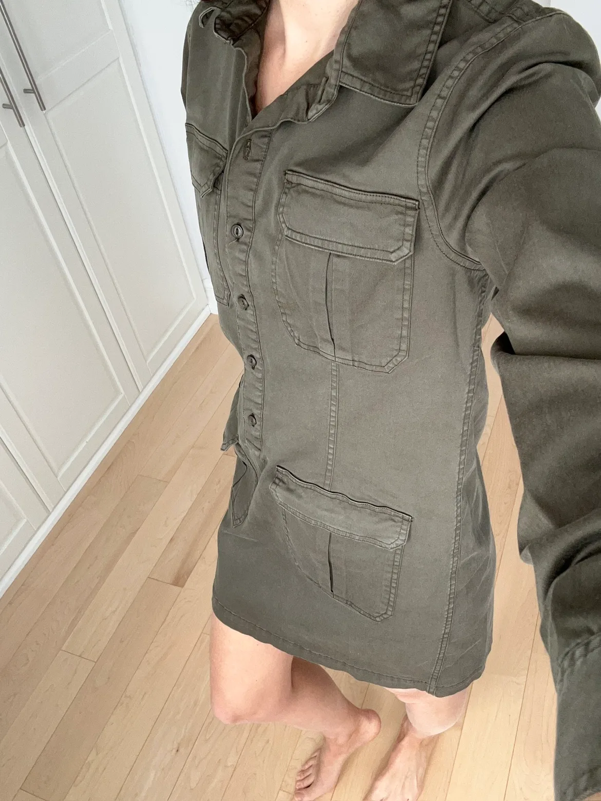ROOTS Olive Green Utility Shirt Dress image indicator(3)