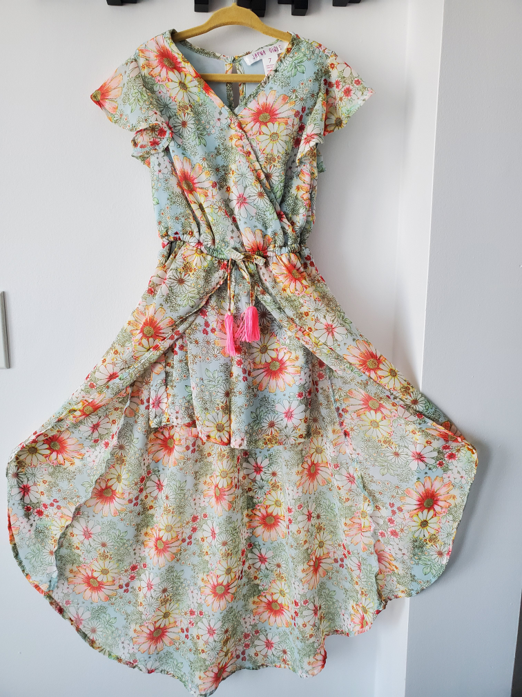 Girls' Floral Jumpsuit with skirt and shorts- Size 7