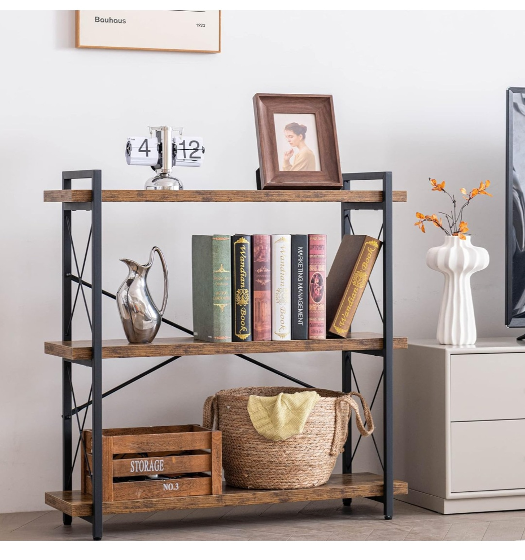 Three-Tier Industrial Bookcase - photo 2