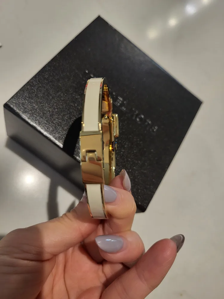 Michael Kors Gold and White Enamel Hinge Bracelet image indicator(4)