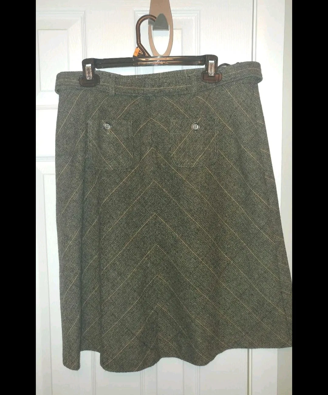 Women's Grey & Beige Tweed A-Line Skirt💚 image indicator(2)