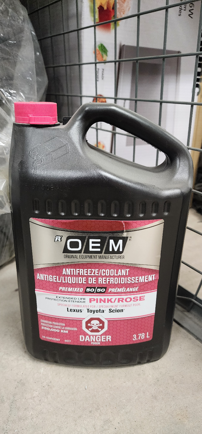 OEM 50/50 Premixed Anti-Freeze/Coolant, Pink /Rose, 3.78-L