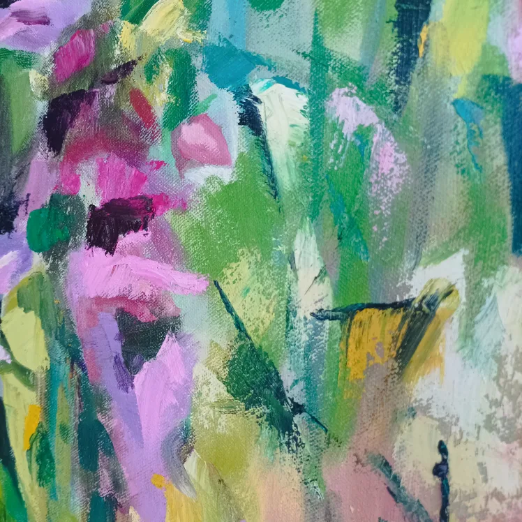 Vibrant Floral Oil Painting in Ornate Frame image indicator(9)