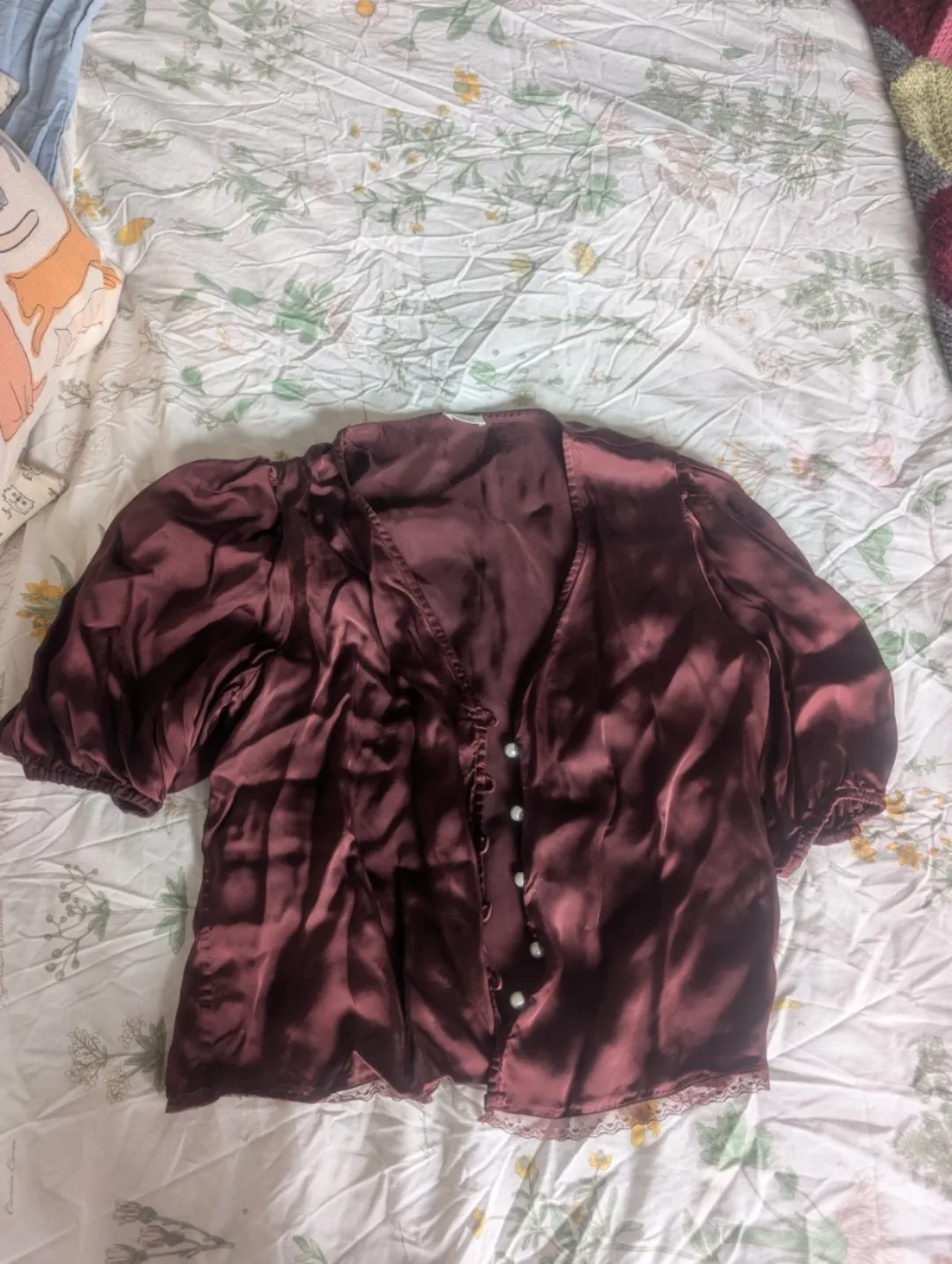 Wilfred Burgundy Satin Blouse Size Small thumbnail