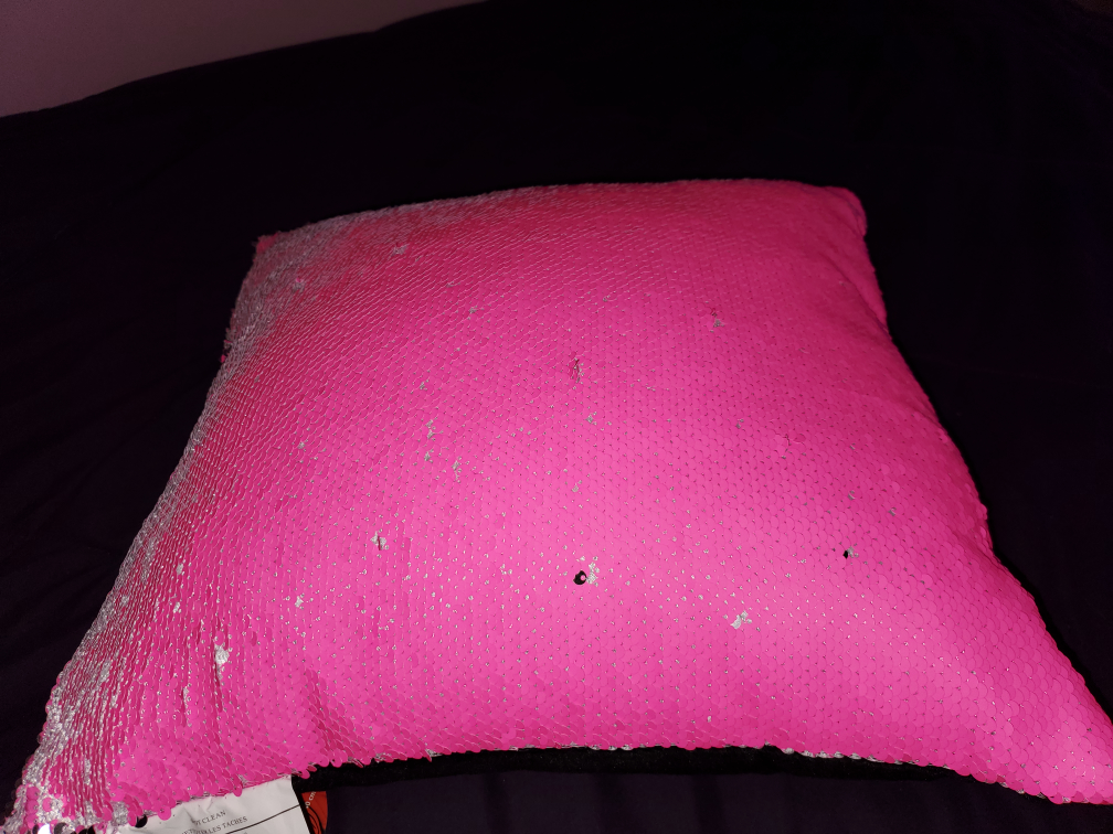 Pink and Silver Reversible Sequin Pillow - New - photo 2