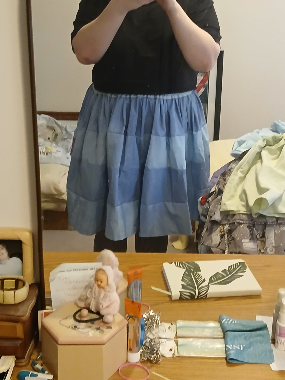 Blue patchwork skater skirt - photo 2