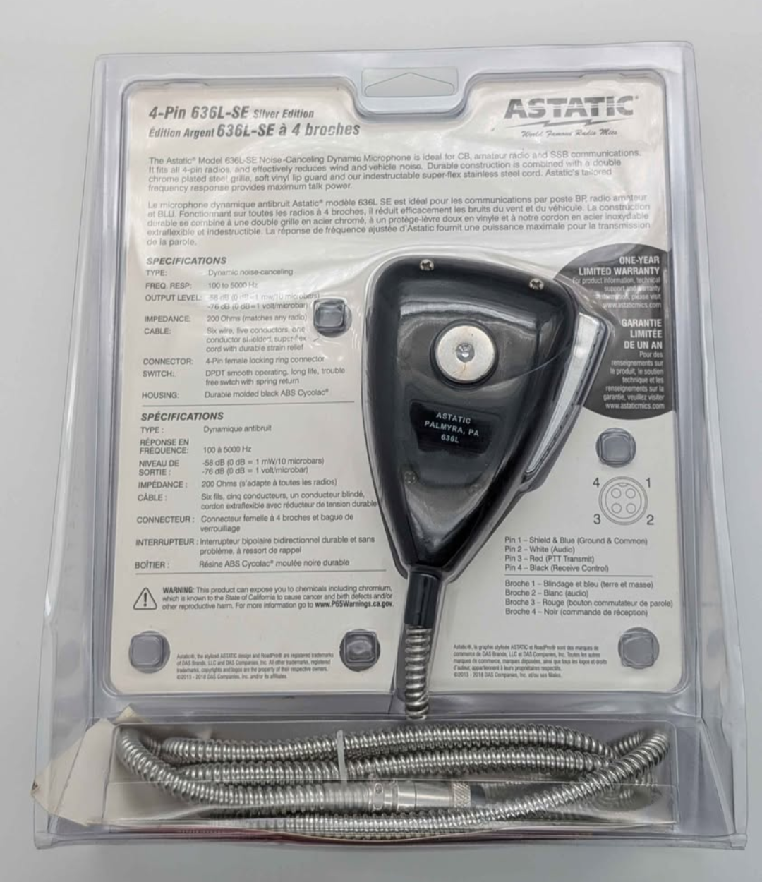 Astatic 636L-SE 4-Pin Dynamic Microphone - Silver Edition - photo 2