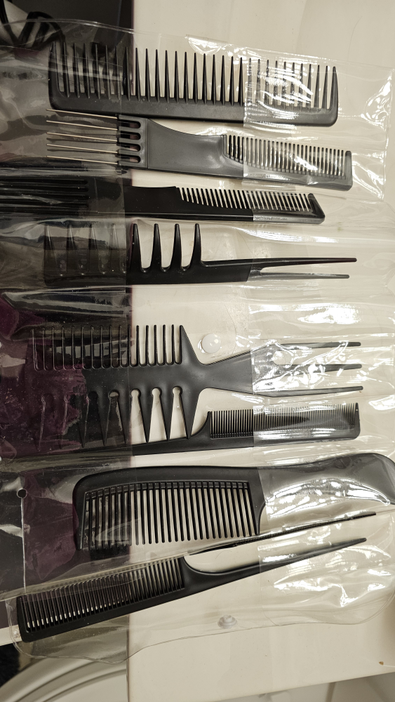 Set of 8 Black styling Hair Combs set in a compact pack - photo 4