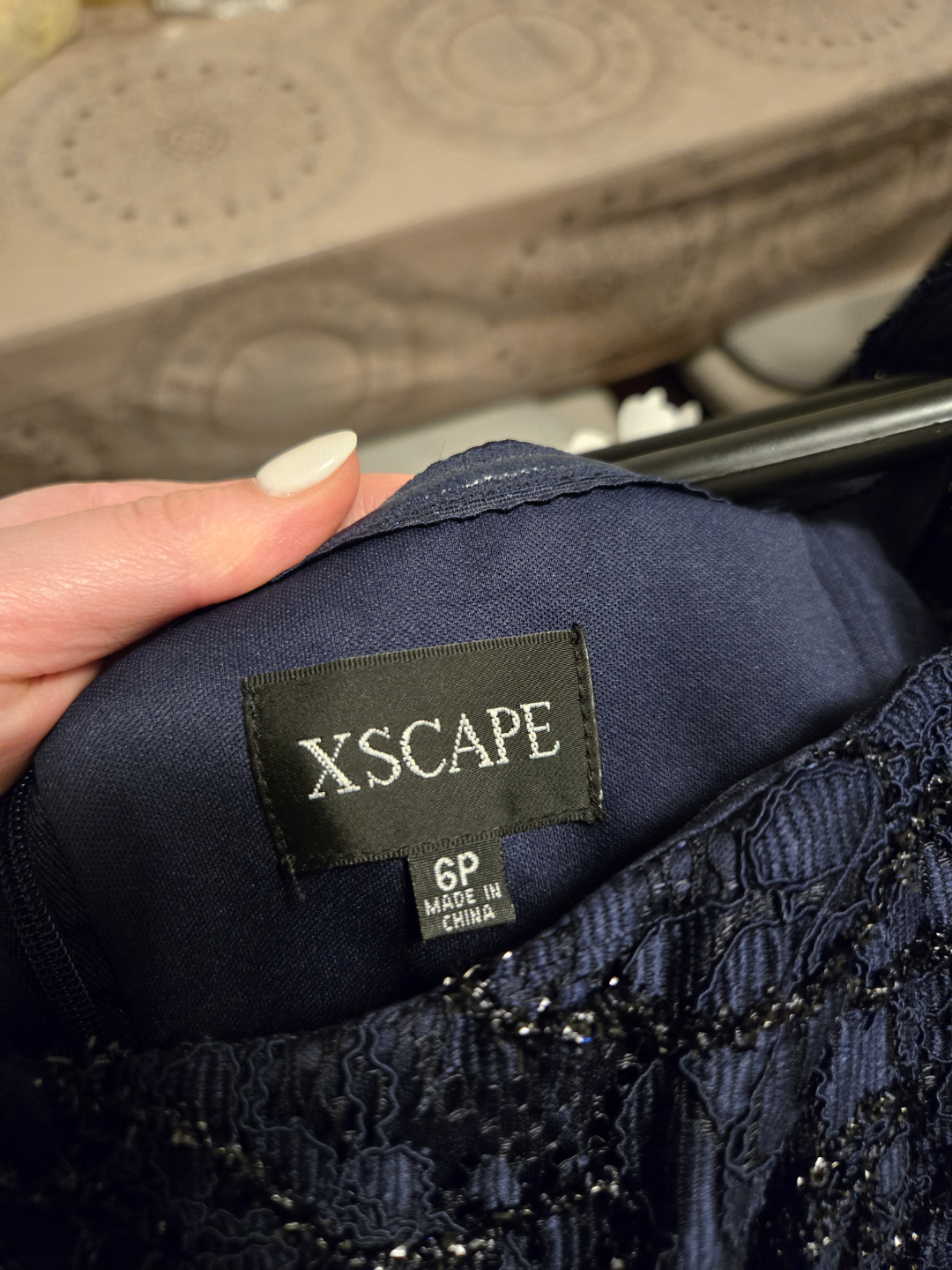 XScape Navy Blue Lace Formal Dress - photo 5