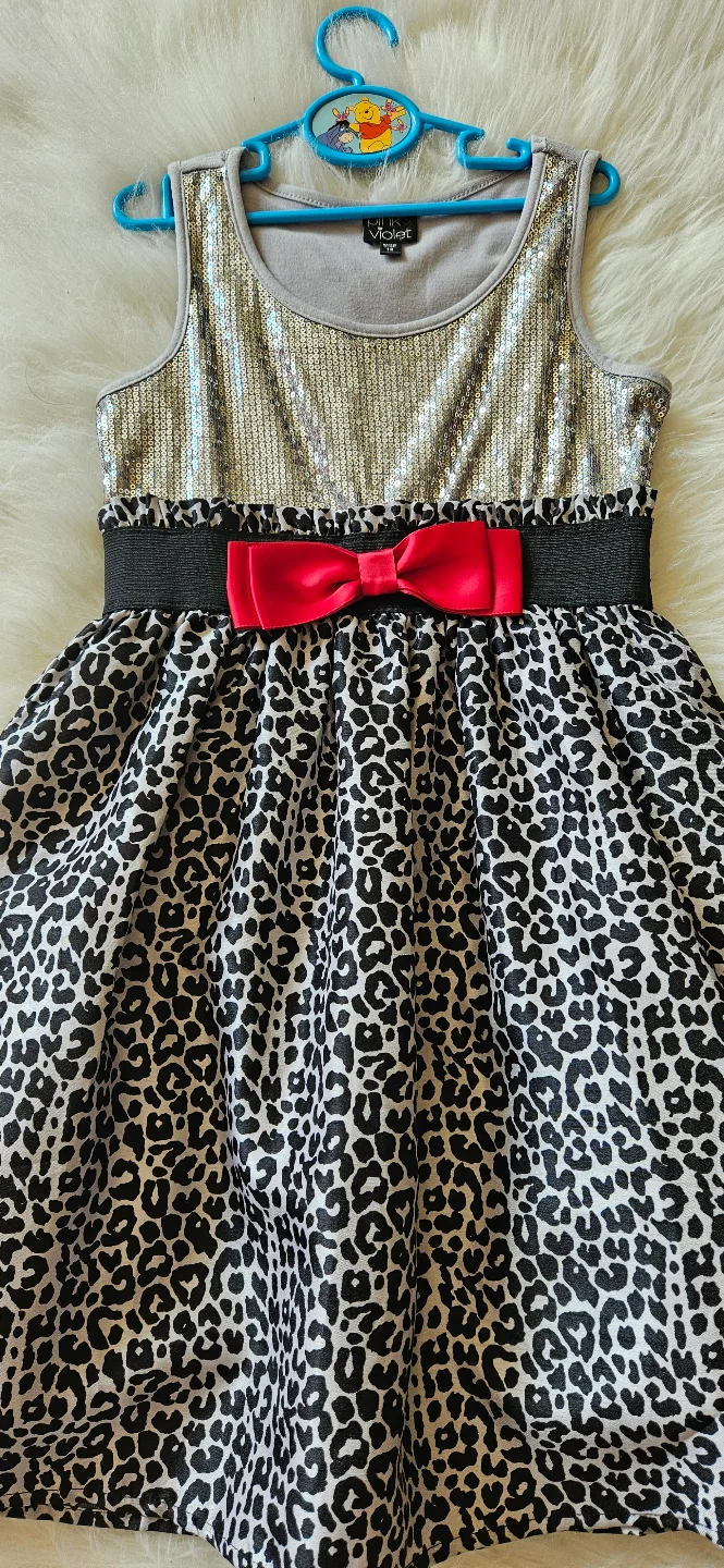 Girls' Pink & Violet Size 7 Leopard Print Dress thumbnail