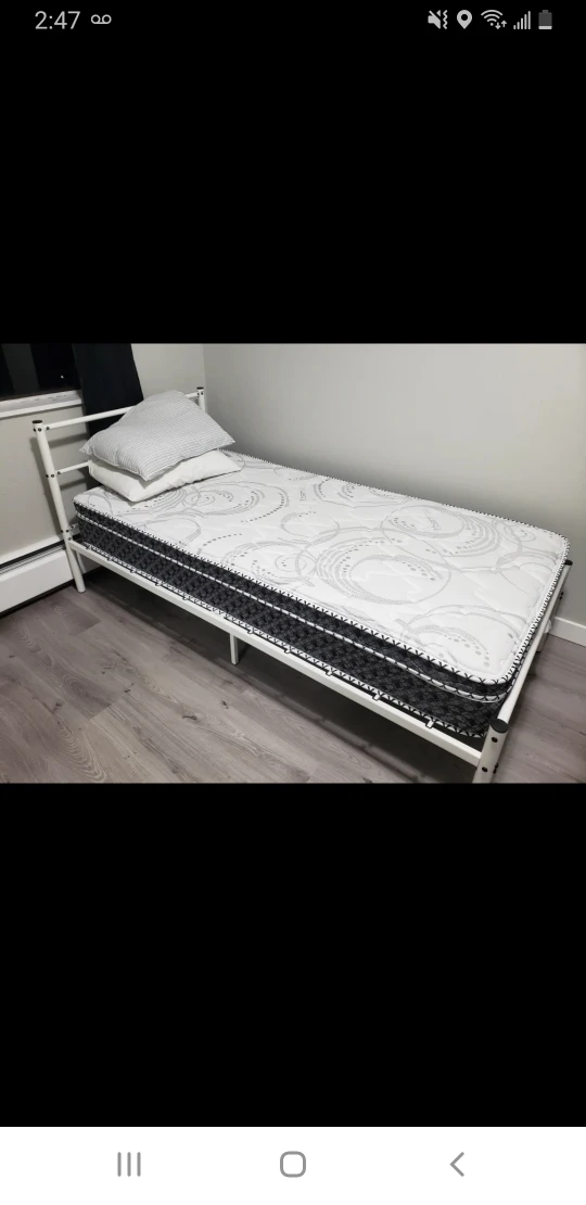 Twin Mattress and Metal Frame Set