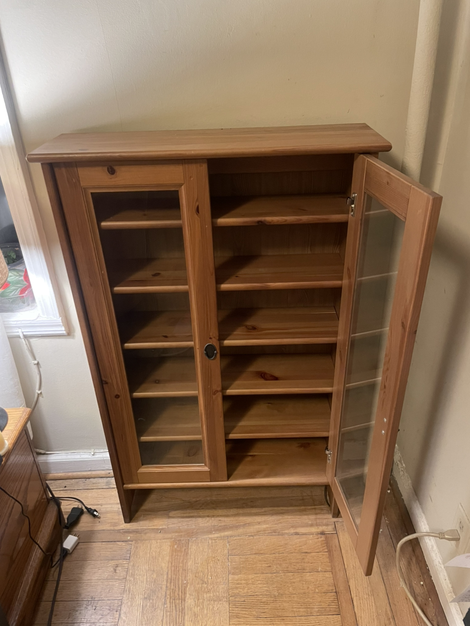 Wood Elegant Display Cabinet with Two Glass Doors and 6 Shelves - photo 2