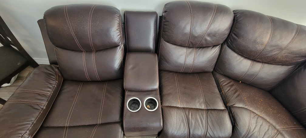 Brown Leather Reclining Sectional Sofa - photo 4