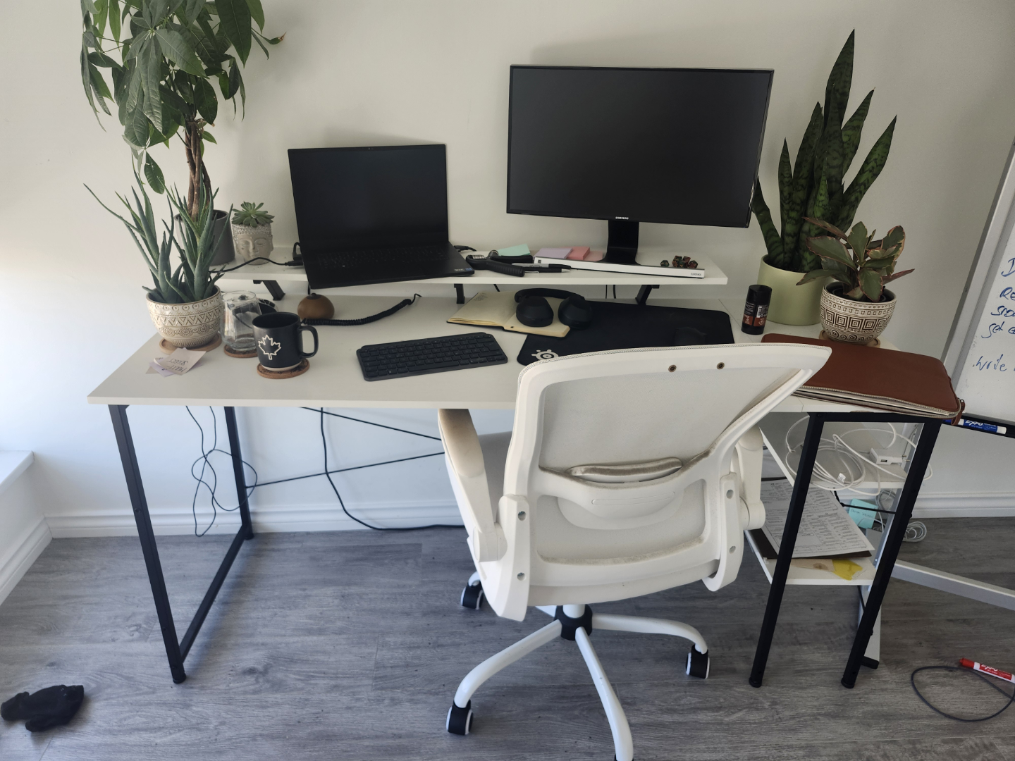 White Computer Desk with computer chair