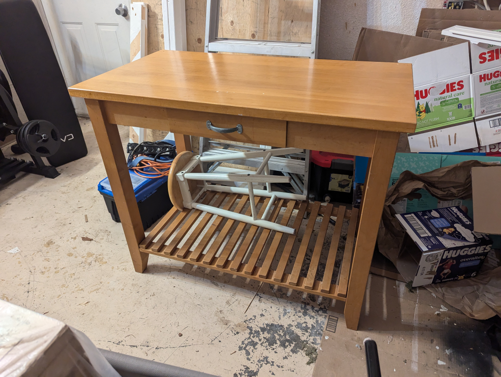 Solid Wood Mobile Kitchen Island / Counter height table