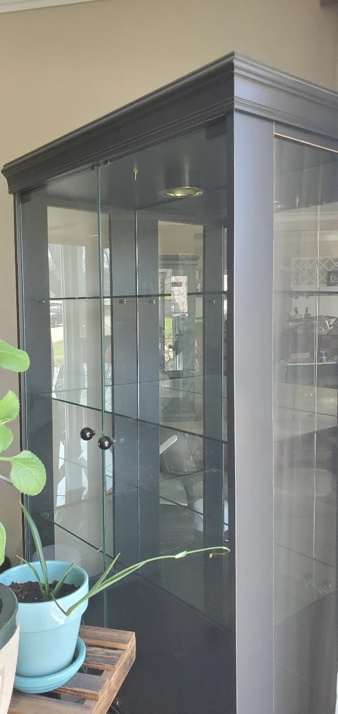 large black Cabinet with Glass Shelves (2 available) image indicator(4)