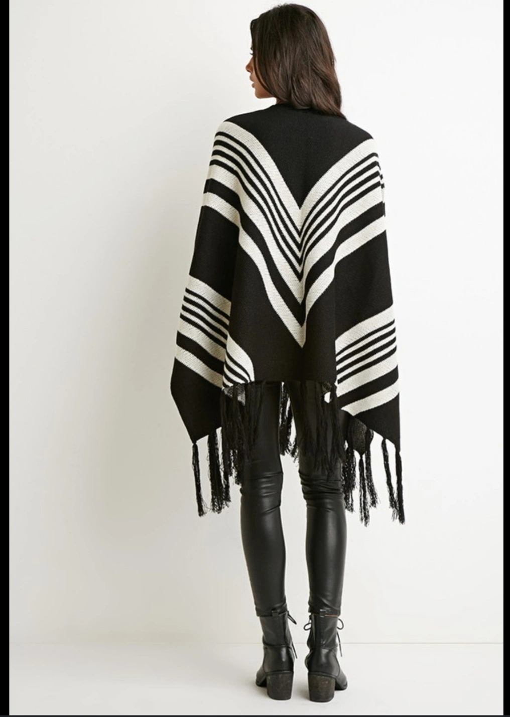 Stripe Sweater Poncho