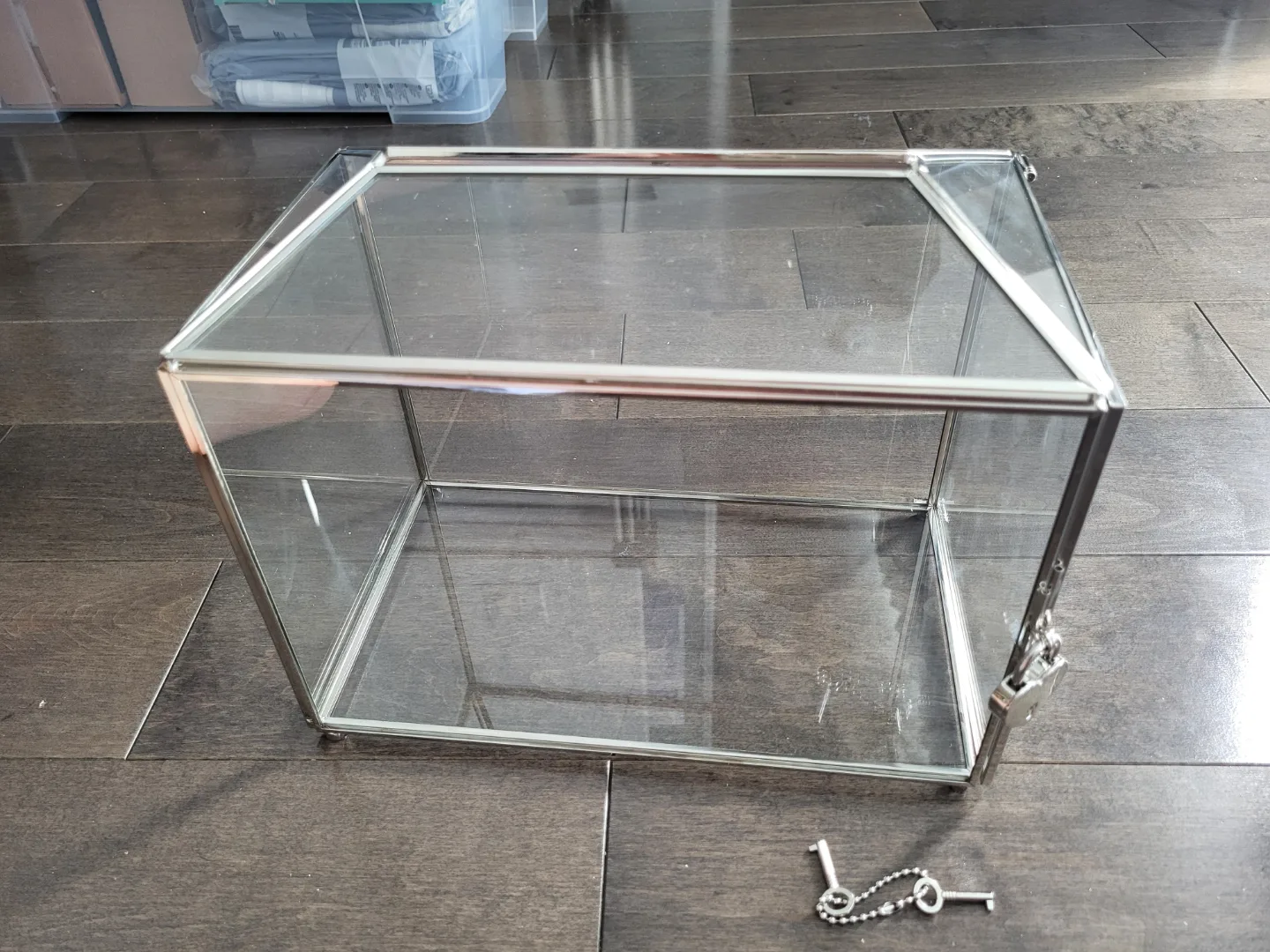 Wedding Silver Glass Card Box with Heart Lock thumbnail