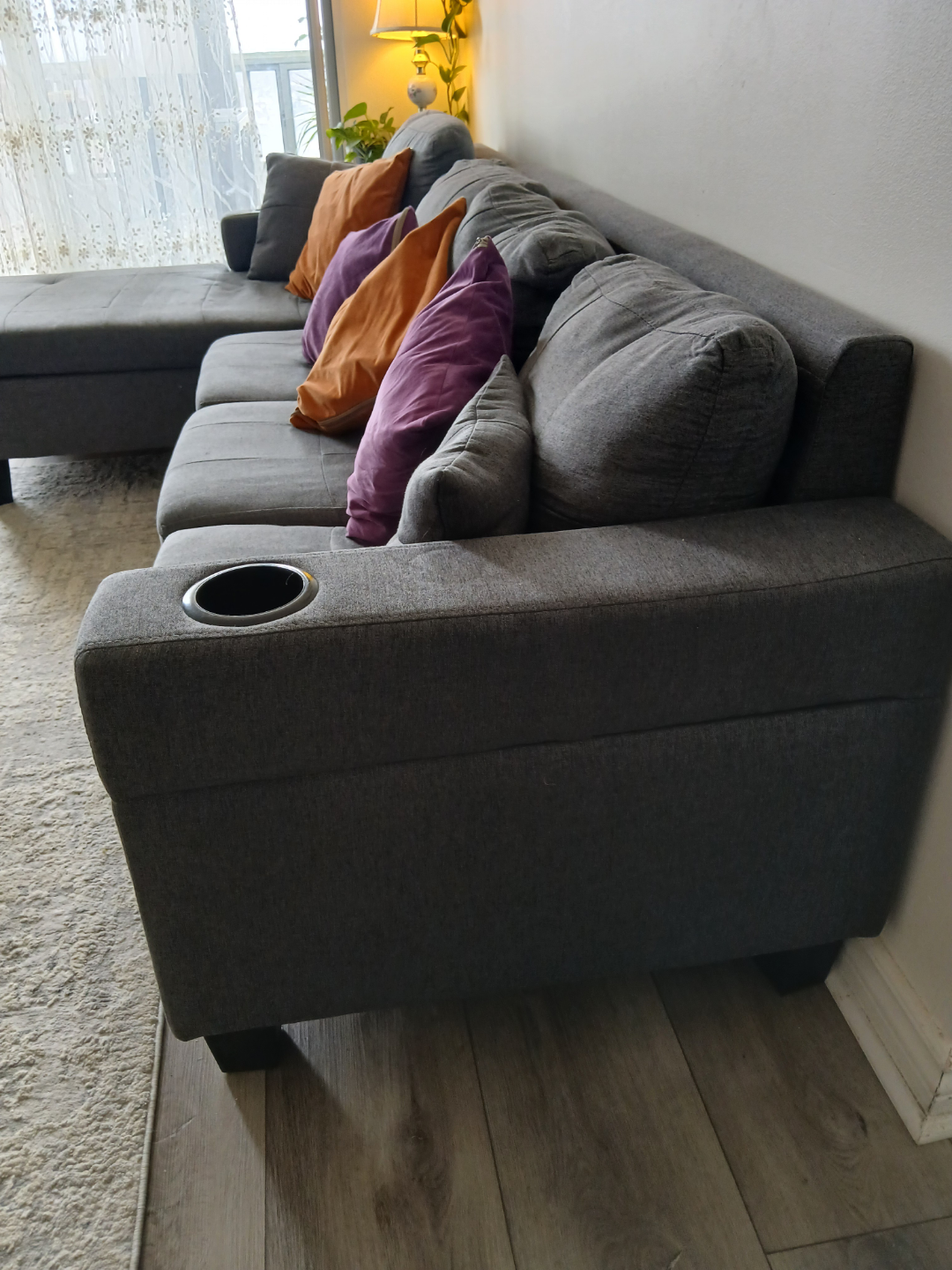 Grey L-Shaped Sectional Sofa - photo 3