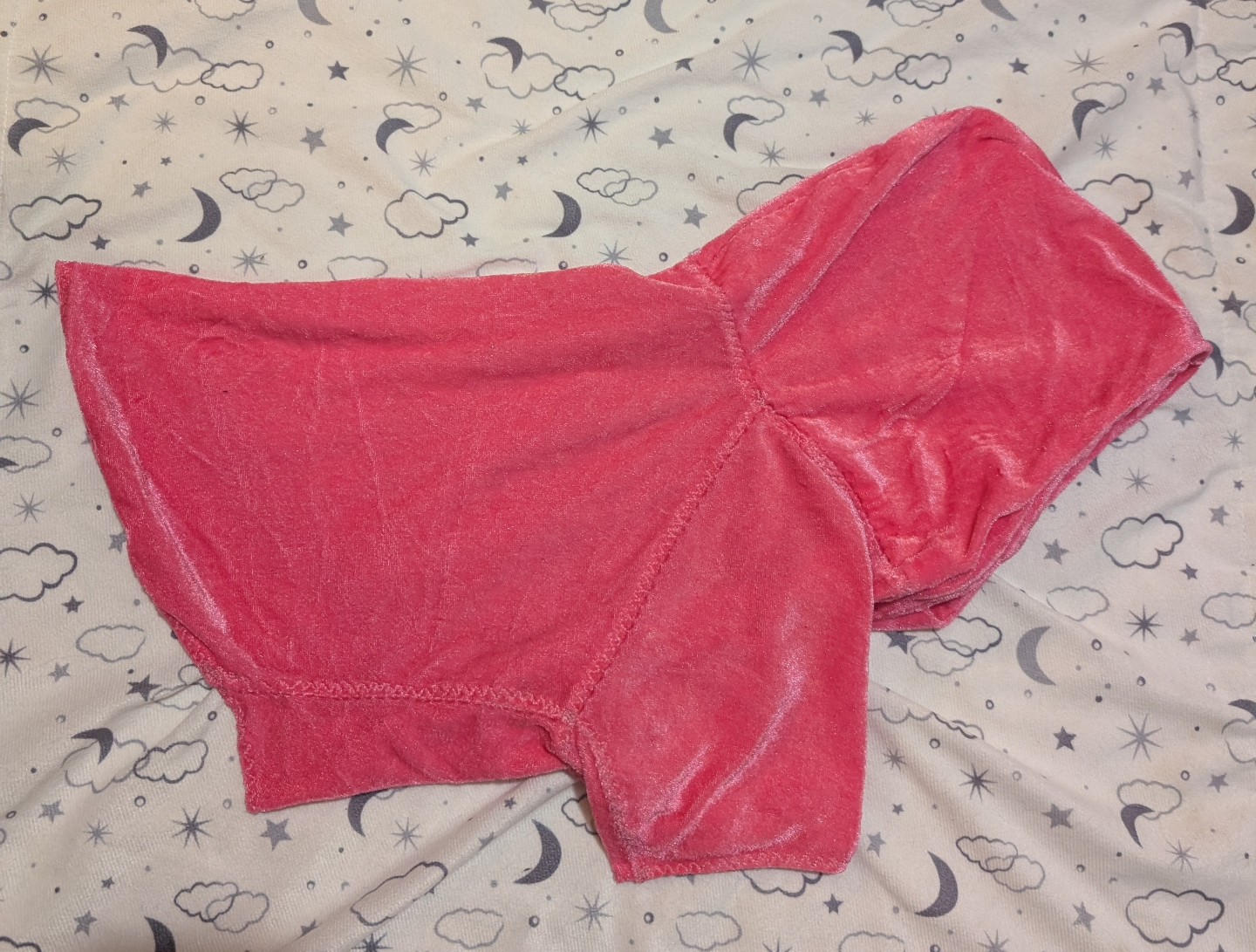 Size Medium Pink Stretch Velvet Dog Hoodie - photo 2