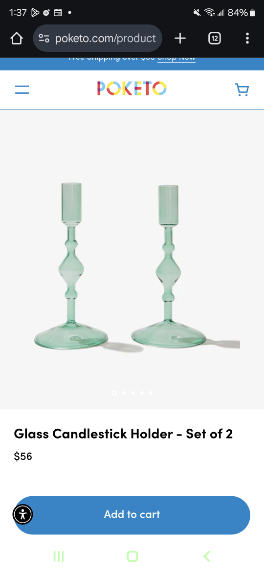 Set of 2 Green Glass Candlestick Holders - photo 2