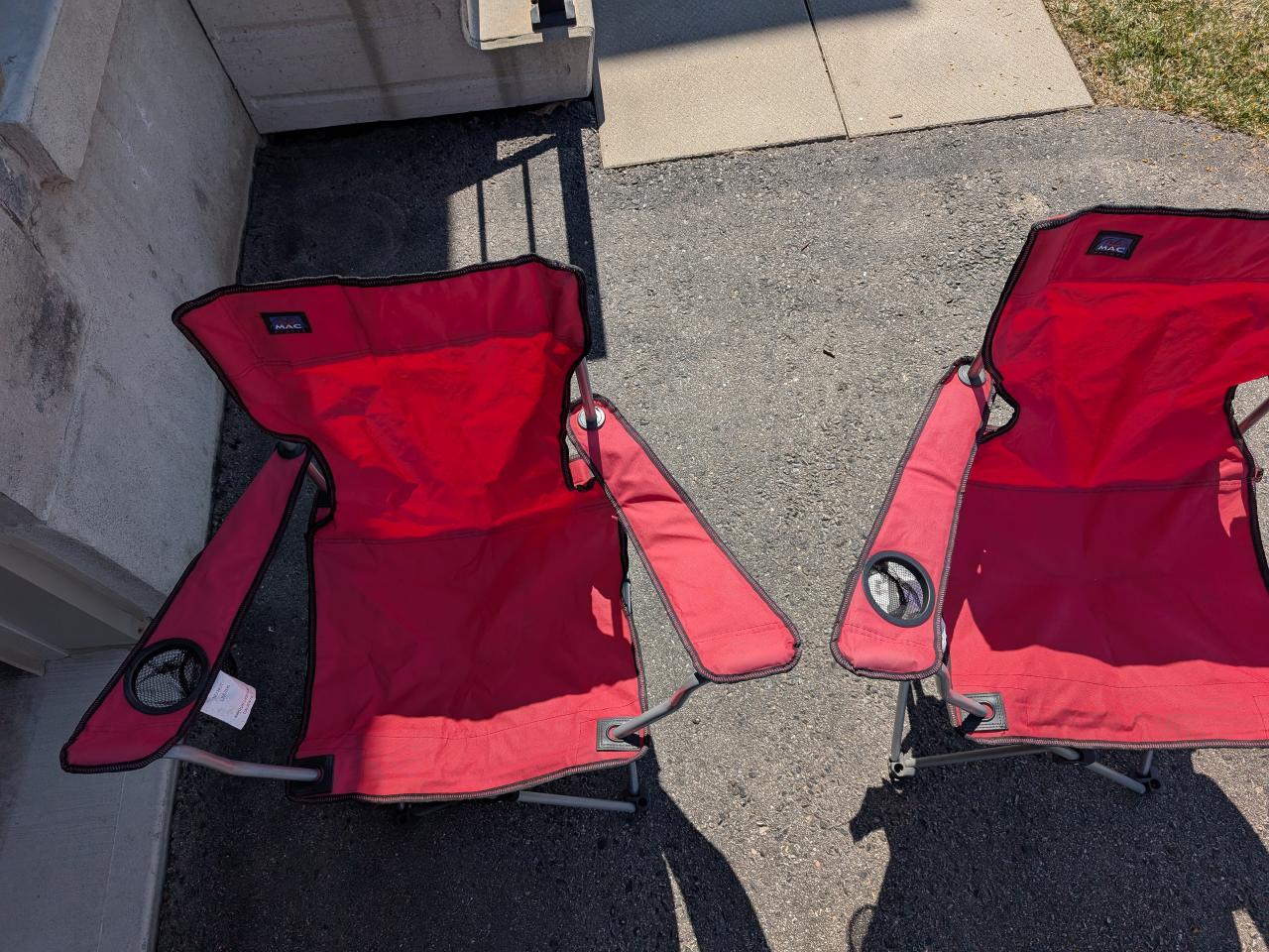 Pair of Red MAC Sports Folding Camping Chairs