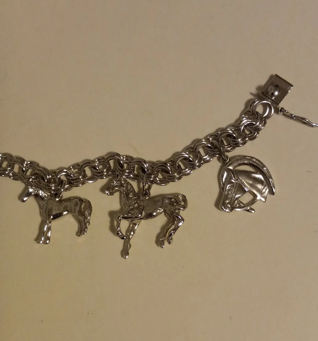 Sterling silver horse themed charm bracelet image indicator(3)