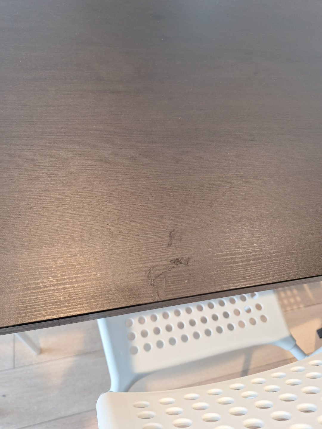 Small Dark Brown Dining Table with Four White Chairs - photo 3