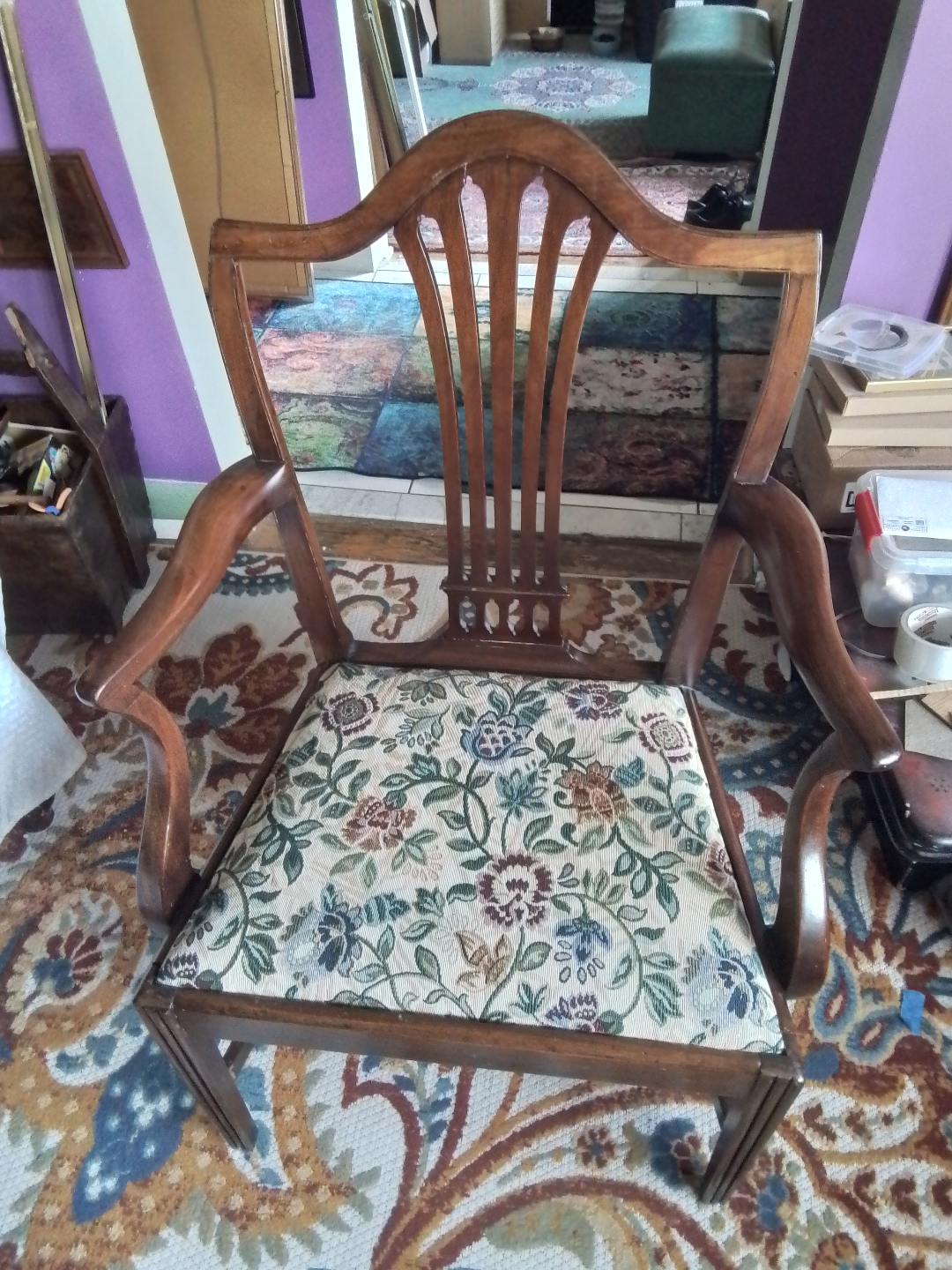 Antique Walnut Captain's Chair