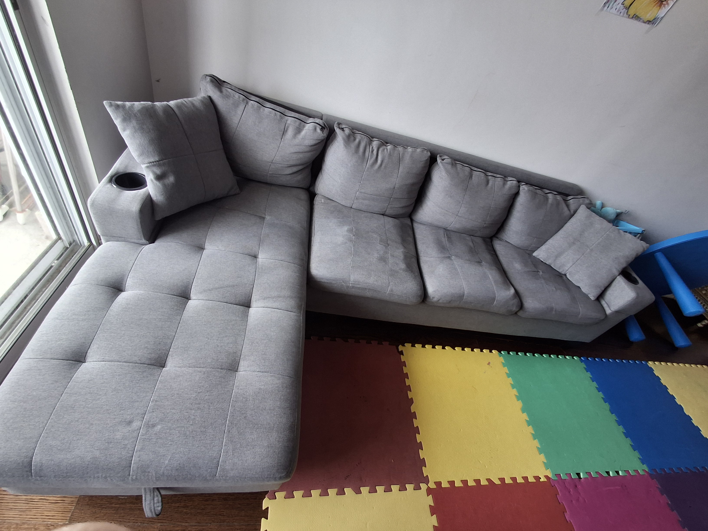 Grey L-Shaped Sectional Sofa with Storage - photo 5