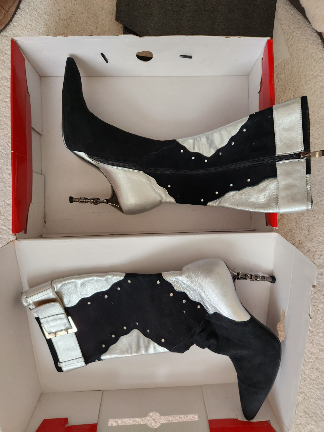 Black and Silver Italian Boots with Unique Heel - photo 3