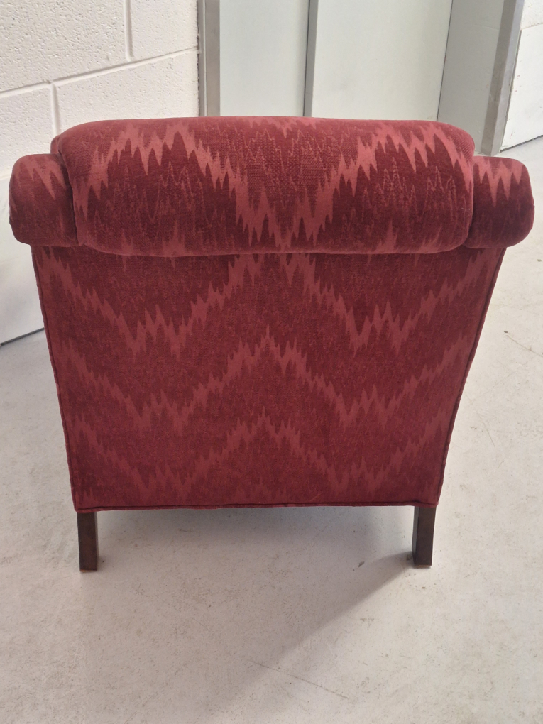 Plush Red Patterned Armchair w/Front Wheels - photo 5
