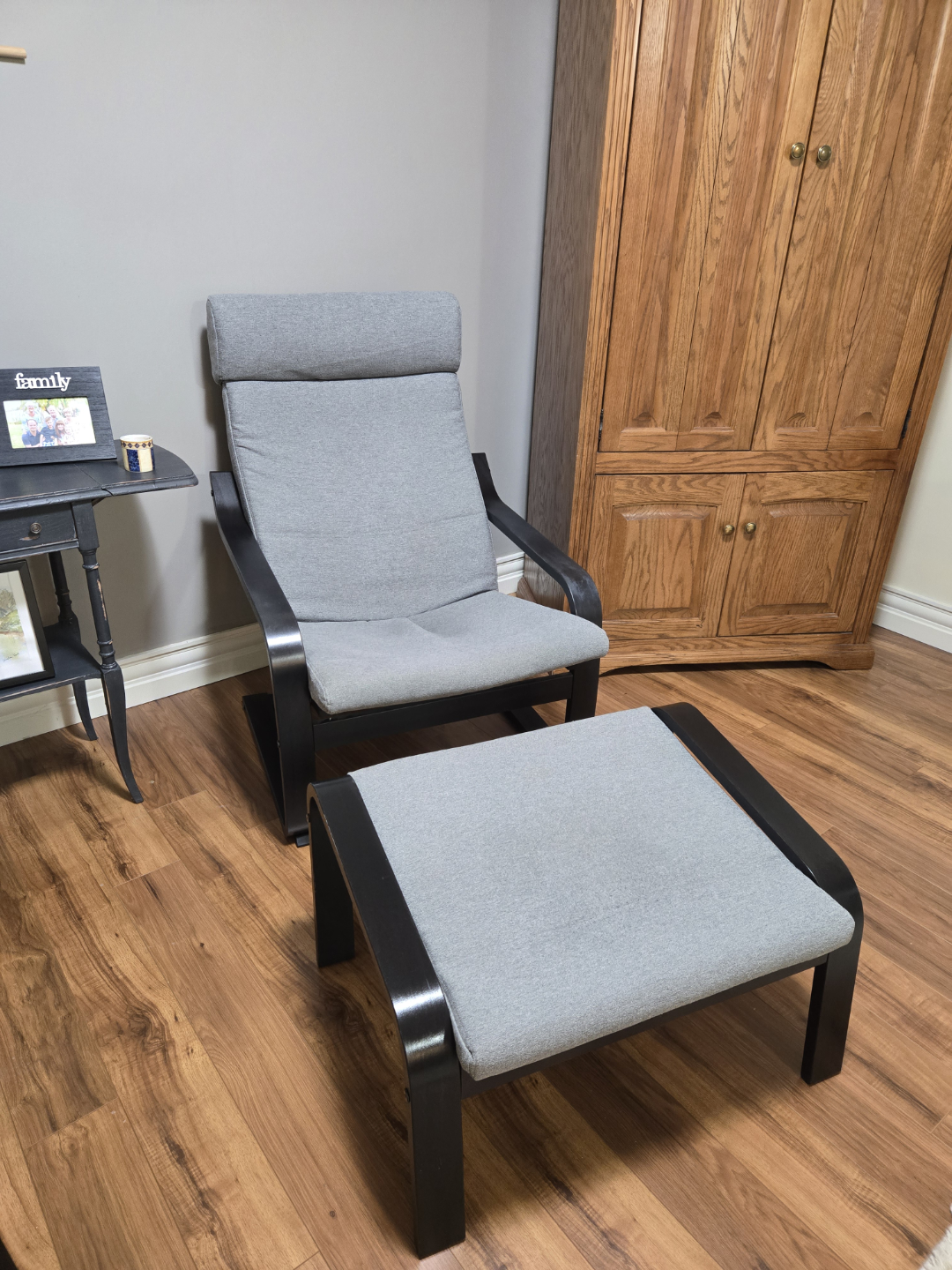 IKEA Poang Chair with Ottoman - Grey - photo 2