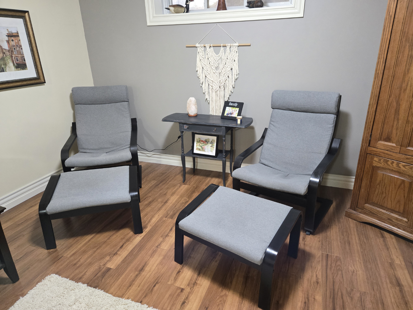 IKEA Poang Chair with Ottoman - Grey - photo 3