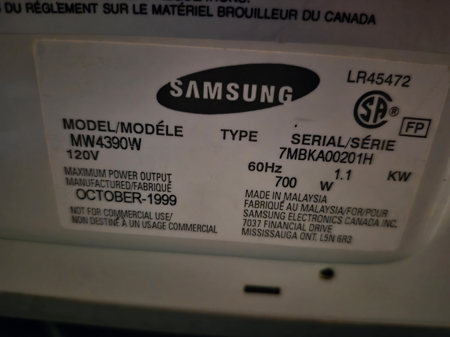 Samsung Microwave - MW4390W - photo 3