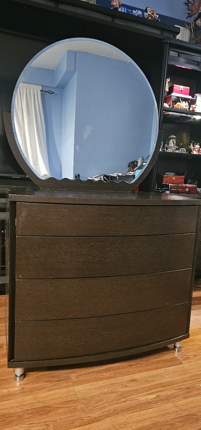 Dark Brown Vanity with Mirror