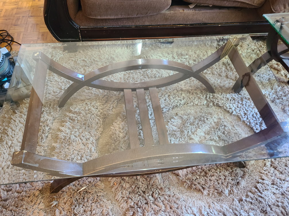 Glass-top Coffee Table with Dark Brown Metal Frame - photo 5