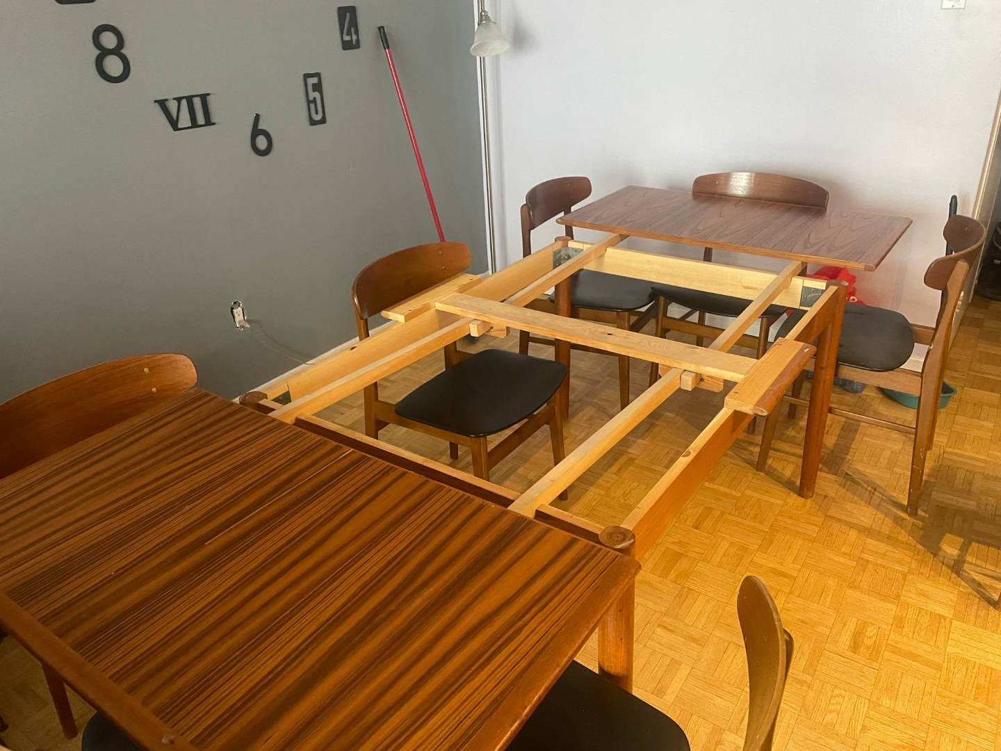Mid-Century Modern Teak Extendable Dining Table and 8 Chairs - photo 5