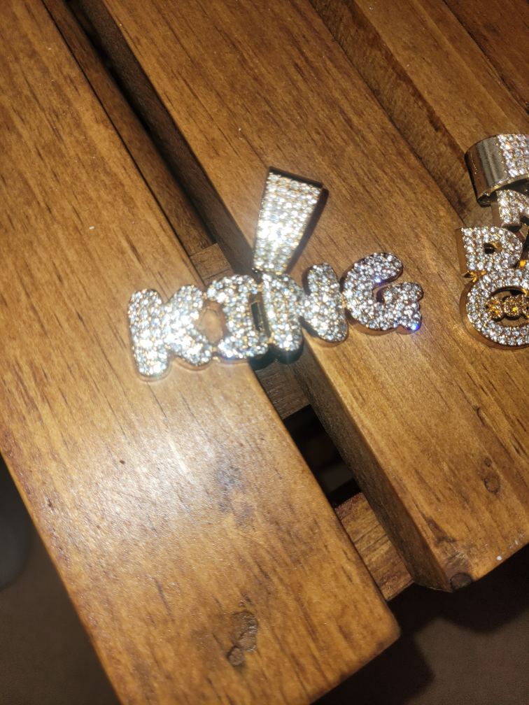 Gold Iced-Out King & No Days Off Pendants - photo 3