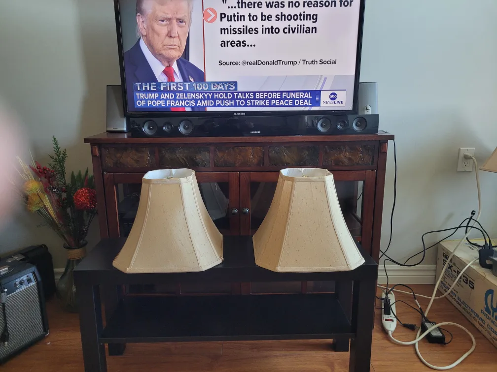 Pair of Beige Octagonal Lamp Shades image indicator(2)