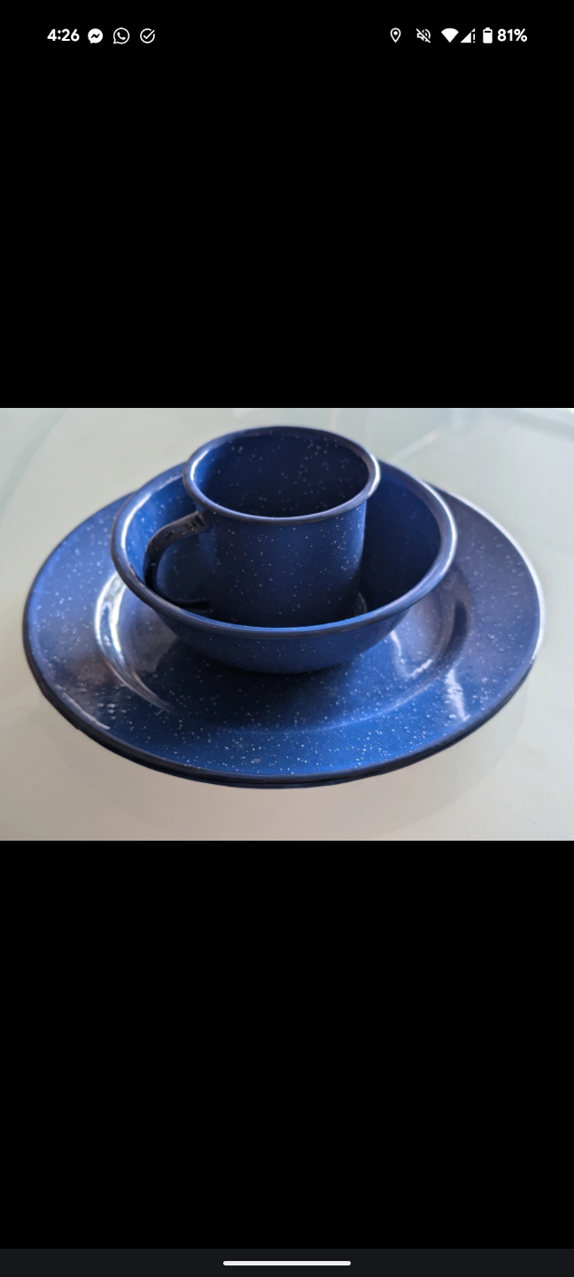 Coleman 12-Piece Enamel Dinnerware Set - Blue