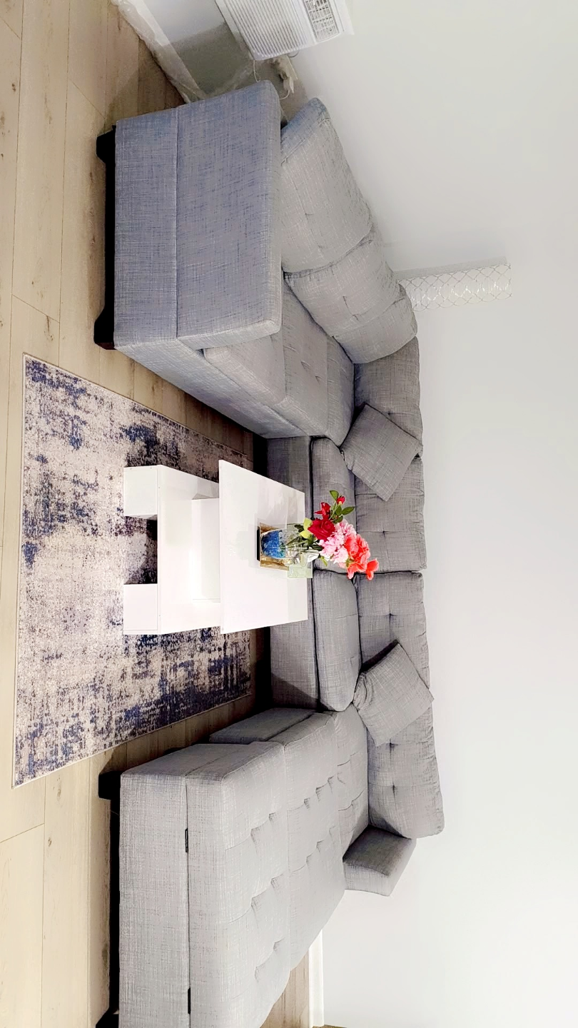 Gray Sectional Sofa with Storage Ottoman
