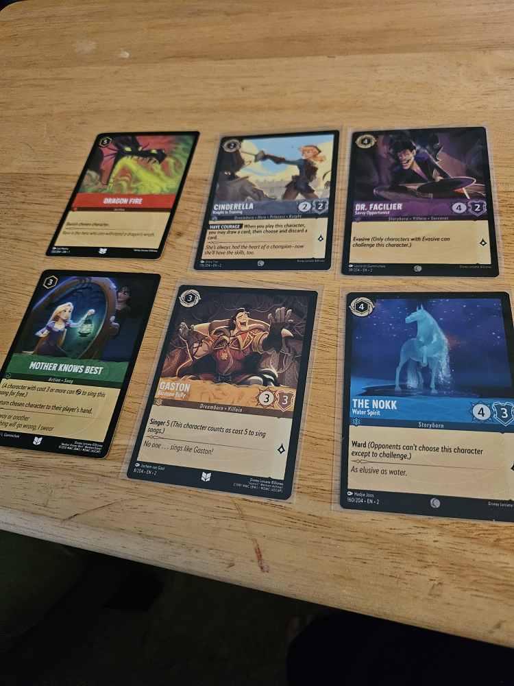 6 Lorcana trading cards