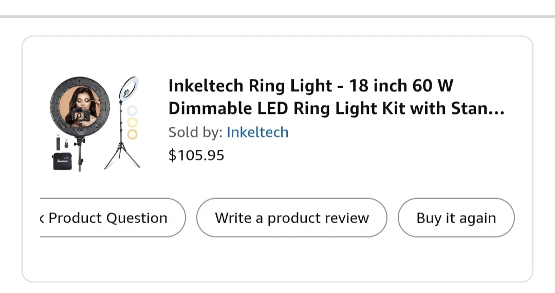 INKELTECH 18-inch 60W Dimmable LED Ring Light Kit with Stand image indicator(2)