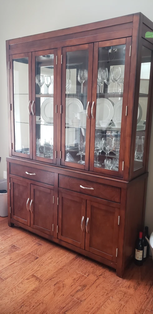 Dark Brown Wood China Cabinet Buffet