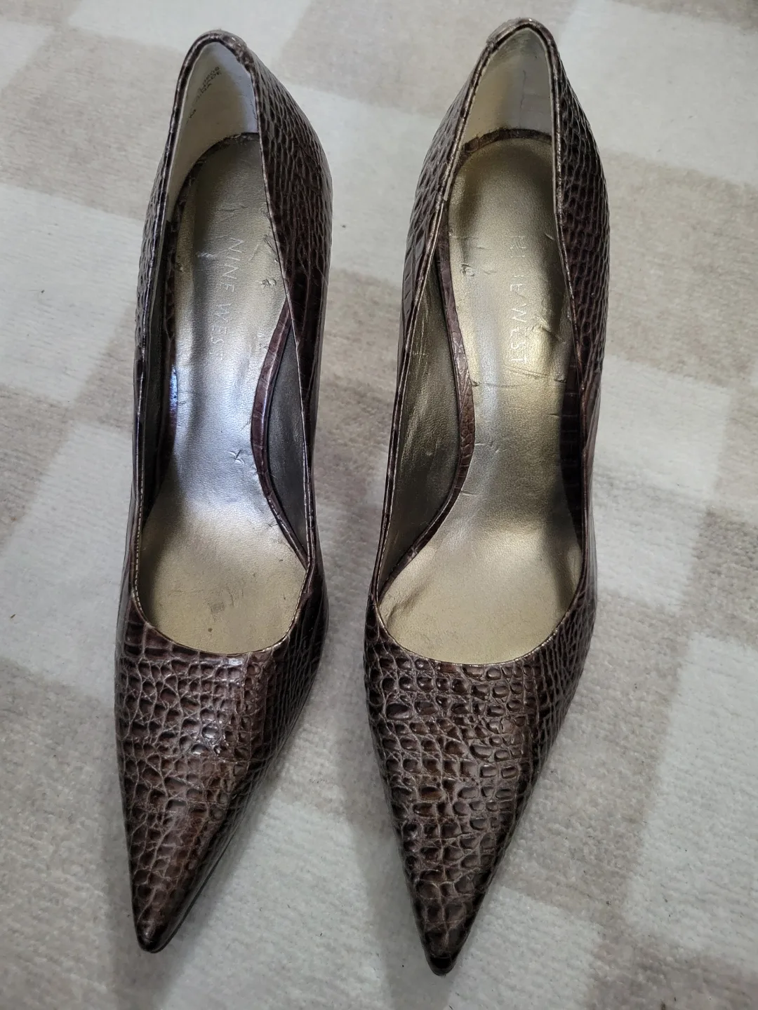 Nine West Women's Brown Snakeskin Heels - Size 7M thumbnail