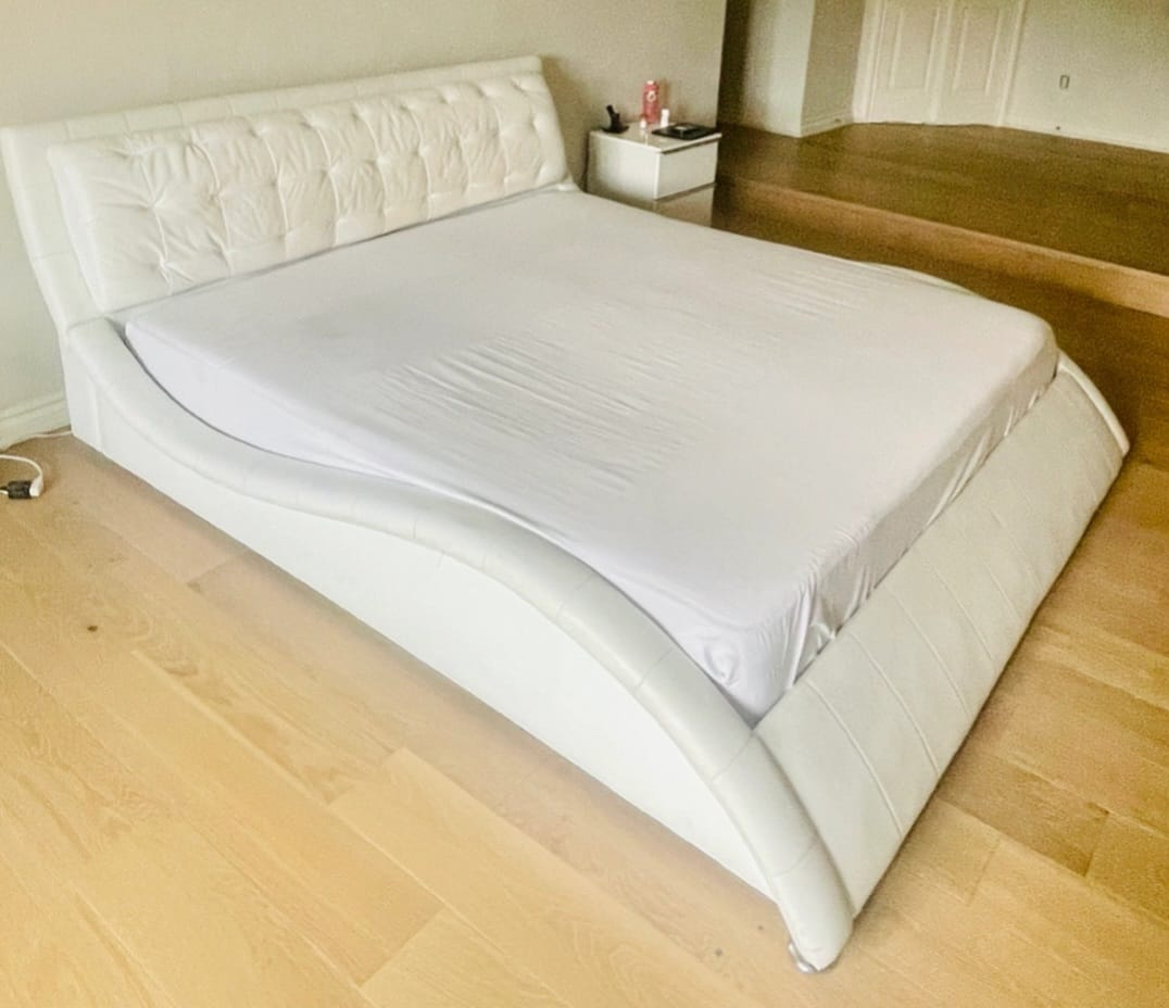 King Size White Leather Bed Frame - photo 5