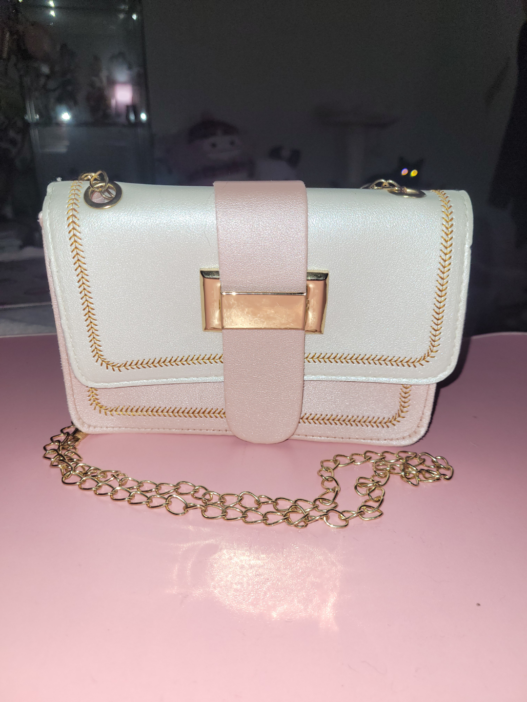 Cute Pink and White Mini Crossbody Bag